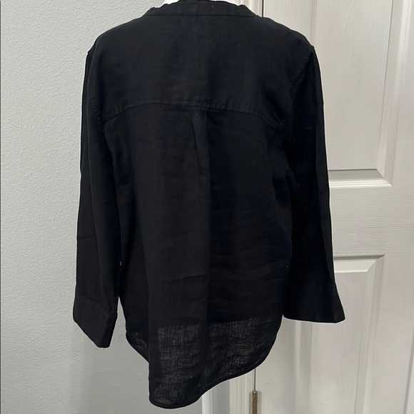 J.Crew Women's Black 100% Linen Long Sleeve Top Size Medium - Picture 6 of 13